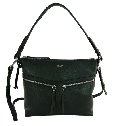 Pre-owned Radley Shoulder Bag Black Leather Medium Handbag Top Zip Smith Street Rrp £199