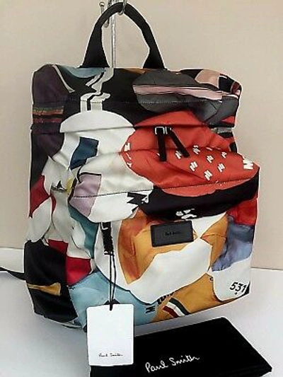 Pre-owned Paul Smith Backpack Rucksack Cyclist Caps Hat Print Retail £375