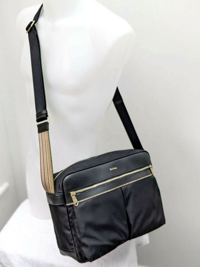 Pre-owned Paul Smith Bag - Leather Trim Signature Multi Stripe Messenger Bag Rrp:£325