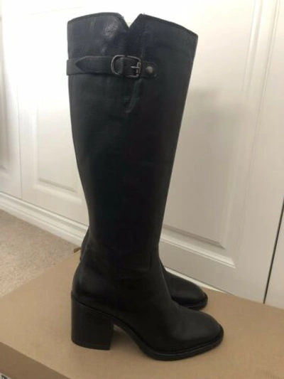 Pre-owned Clarks Ladies  Mascarpone 2 Up Knee High Black Leather Boots Size 6