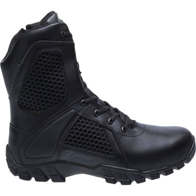 Pre-owned Bates 8 Inch Shock Strike Side Zip Boots In Black