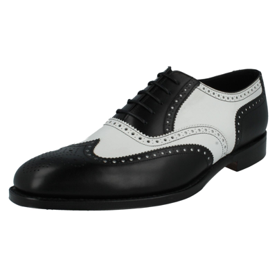 Pre-owned Loake Sloane Mens Black & White Smart Formal Brogue Leather Lace Up Shoes
