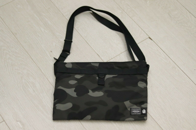 Pre-owned Bape X Porter Colour Camo Shoulder Bag | Black | Side Cross Body Ape