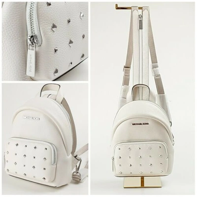 Pre-owned Michael Kors Backpack Small Erin Studded Convertible Leather Optic White Rrp£350