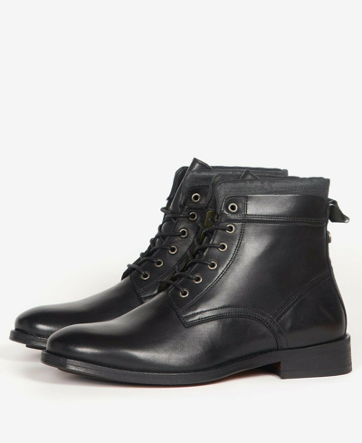 Pre-owned Barbour Men's Backworth Boots Leather Lace Up In Black - Mfo0499