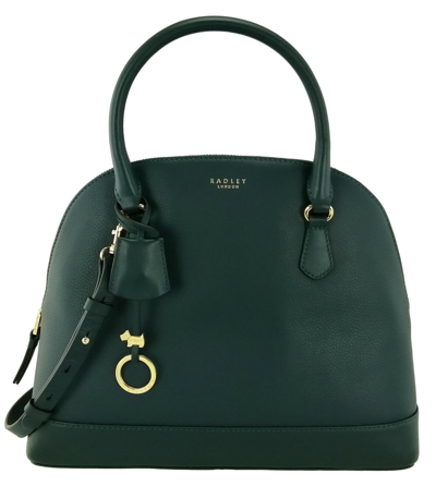 Pre-owned Radley Handbag Dark Green Medium Zip Top Multiway Bag Leather Laurel Anchor Mews