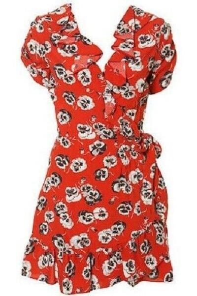 kate moss topshop red dress Kate Moss Topshop NWT Viscose Halter Petal Dress US 8 UK 12