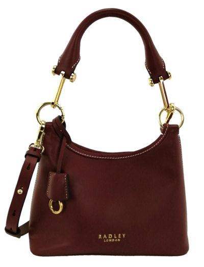 Pre-owned Radley Crossbody Bag Red Leather Small Multiway Grab Bag Cuba Street Merlot