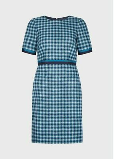 Pre-owned Hobbs Elodie Wool Dress In Kingfisher Blue Size 12 Rrp £169