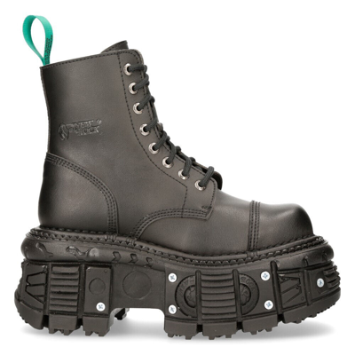 Pre-owned New Rock Rock Boots Tankmili083c-v2 Vegan Leather Combat Black Platform Biker Shoes