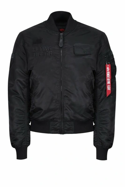 Pre-owned Alpha Mens Bomber Jacket  Industries Ma-1 Flying Tigers Jacket | Black