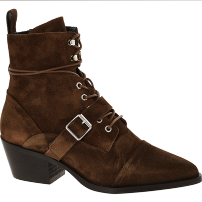 Pre-owned Allsaints Katy Ankle Boots Size Uk 6 Or 7 Brown Suede Leather Boxed