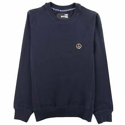 Pre-owned Moschino Love  Gold Peace Logo Sweatshirt Navy