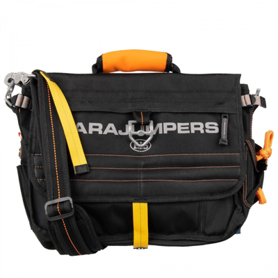 Pre-owned Parajumpers Pjs Laptop Bag With Pockets Logo Strap Black Orange 09658