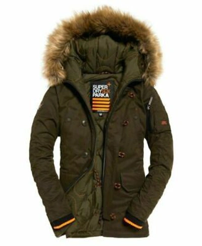 Pre-owned Superdry Mens Sd-x Parka Army Green Jacket Navy Sd3