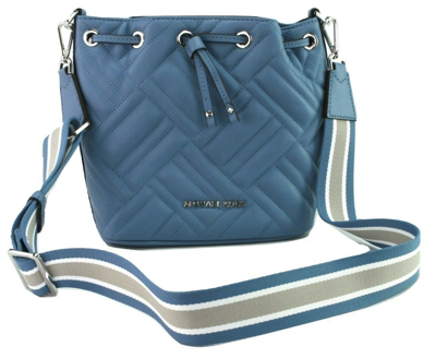 Pre-owned Michael Kors Bucket Bag French Blue Quilted Leather Medium Peyton Handbag