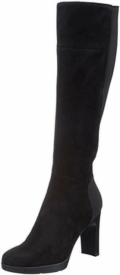 Pre-owned Geox Rrp £170  D Annya High Black Knee High Boots Real Suede Leather Size 3