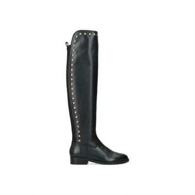 Pre-owned Kurt Geiger Bnib  London Women's Black Leather Otk Flat Boots Uk 4/37 Rrp £249