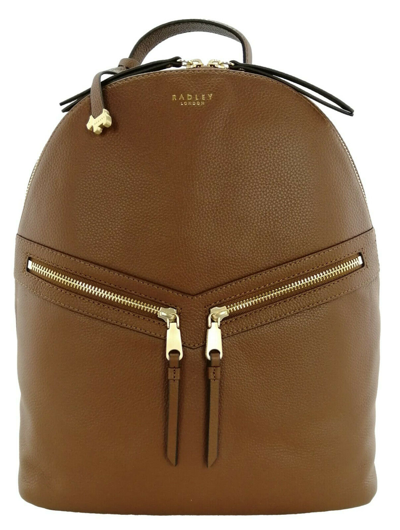 Pre-owned Radley Backpack Brown Medium Leather Zip Around Smith Street Bag Rrp £219