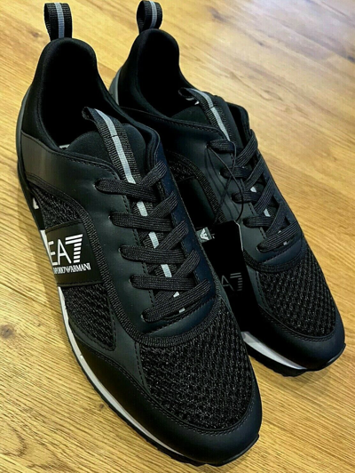 Pre-owned Ea7 Sport Mens Trainers - Black + White - Uk Sizes 10 & 12 & Boxed Rrp £178
