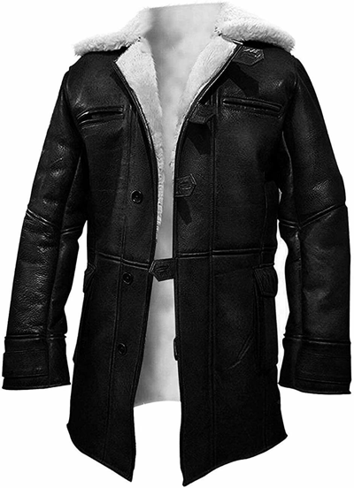 Pre-owned Redsmoke Men's Tom Hardy Dark Knight Rises Real Leather With White Fur Lining Bane Coat