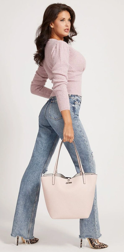 Pre-owned Guess Hwvm7455230 Alby Womens Shopping Tote Bag In Rose