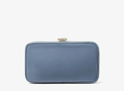 Pre-owned Kate Spade Small Blue Tonight Crinkle Patent Clutch Rrp £195