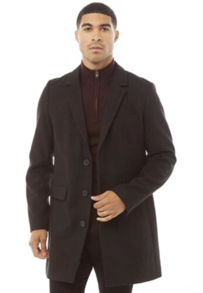 Pre-owned French Connection Uk S. & Tags,  Men's Sb Overcoat 2 Wool Black. Rrp: £210.