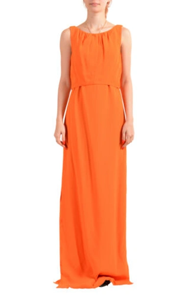 Pre-owned Hugo Boss Women's "deblaska" Orange Evening Gown Maxi Dress Us S It 40