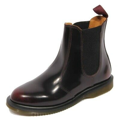 Pre-owned Dr. Martens' H1776 Stivaletto Beatles Donna Dr. Martens Woman Flora Leather Boot Burgundy