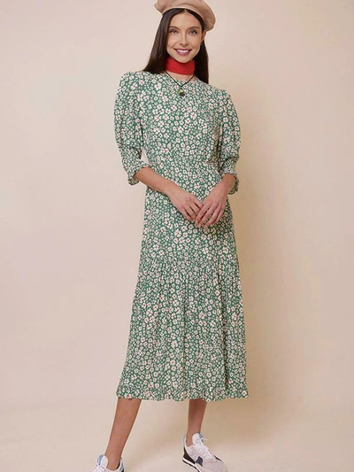 Pre-owned Rixo London Rixo Petal Dress Clover Emerald Tiered Midi Dress Sz M L Xl 2xl