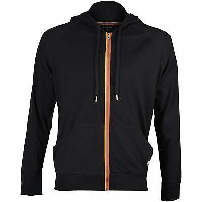 Pre-owned Paul Smith Lightweight Men's Hoodie With Artist Stripe Zip, Black