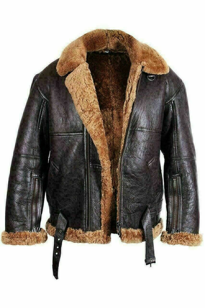 Pre-owned Clara Mens Bomber Aviator B3 Ginger Sheepskin Raf Shearling Flying Pilot Jacket