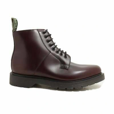 Pre-owned Loake Niro Burgundy Polished Leather Mens Plain Front Derby Boots
