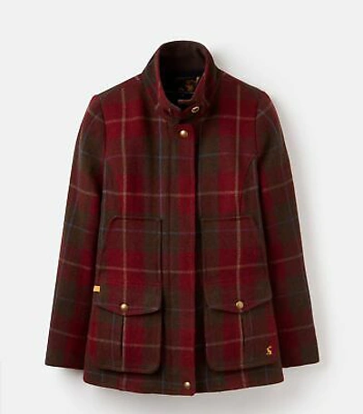 Pre-owned Joules Tweed Field Coat Red Check