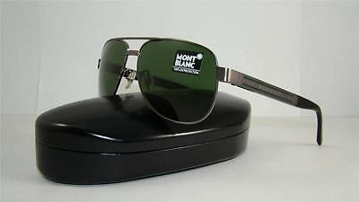 Pre-owned Montblanc Mont Blanc Mb 364 13n Matte Ruthenium Sunglasses Green Lens Size 60