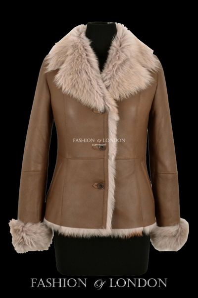 Pre-owned Carrie Ch Hoxton Ladies Toscana Sheepskin Jacket Beige Natural Genuine Designer Winters Jacket