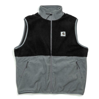 Pre-owned Carhartt Wip Outdoor C Waistcoat Polar Fleece Zip Up Gilet Jacket - Black Husky