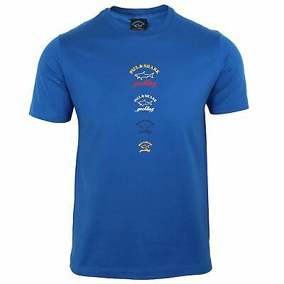 Pre-owned Paul & Shark Mens Blue Multi Logo T Shirt