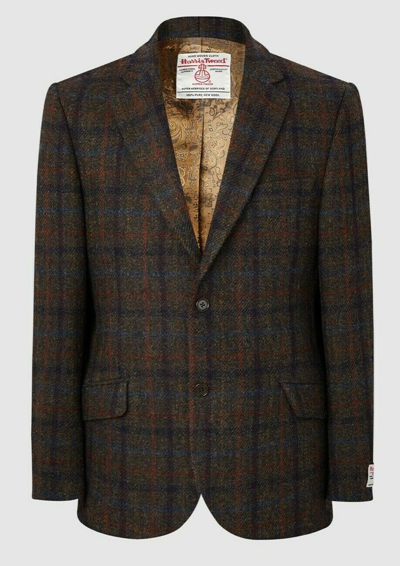 Pre-owned Harris Tweed Mens Brown & Navy Check  Jacket/blazer