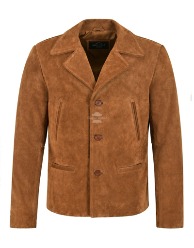 Pre-owned Smart Range Men's 70's Suede Jacket Classic Collared Blazer Vintage Real Leather Jacket 4162