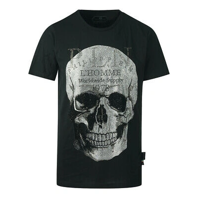 Pre-owned Philipp Plein Pln Large Skull Black T-shirt