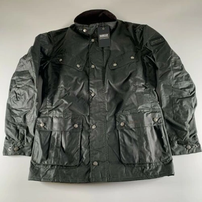Pre-owned Barbour International Duke Wax Jacket Men's Sage Green Pockets Size M Medium