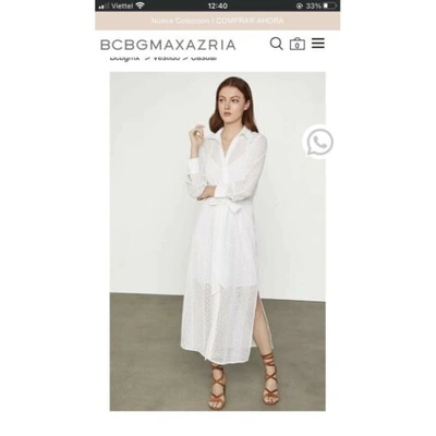 Pre-owned Bcbgmaxazria Bcbg Maxazria Designer White Waistcoatido Camiserode Embroidered Dress Size Xs S $298