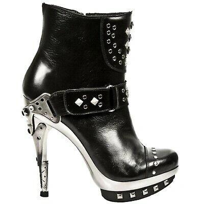 Pre-owned New Rock Newrock Newrock Ladies Punk003-c1 Black Exclusive Rock Punk Gothic Boots