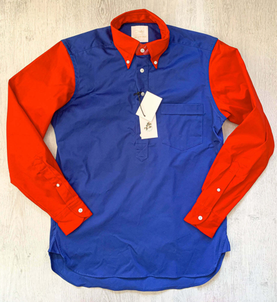 Pre-owned Drake's X Aime Leon Dore Colour Block Blue & Red Shirt