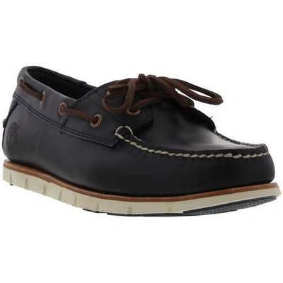 Pre-owned Timberland Tidelands Boat Shoes Mens Leather 2 Eye Deck Shoes Brown Blue Size 7-