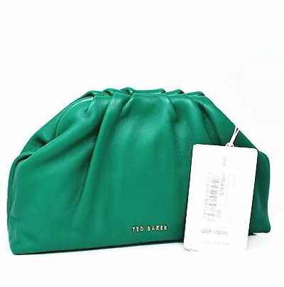 Pre-owned Ted Baker Dorieenmini Gathered Slouchy Clutch Green