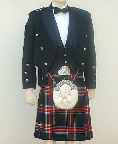 Pre-owned Geoffrey 8pcs | Scottish Prince Charlie Jacket, Waistcoat & Kilt Outfit Set | Pcjk8 |