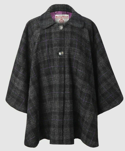 Pre-owned Harris Tweed Ladies Grey/purple Check  Cape - One Size